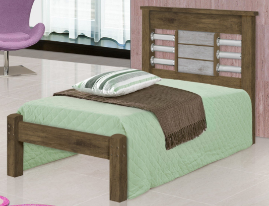 Cama Solteiro Raissa J&A Moveis Jequitibá/Avelã