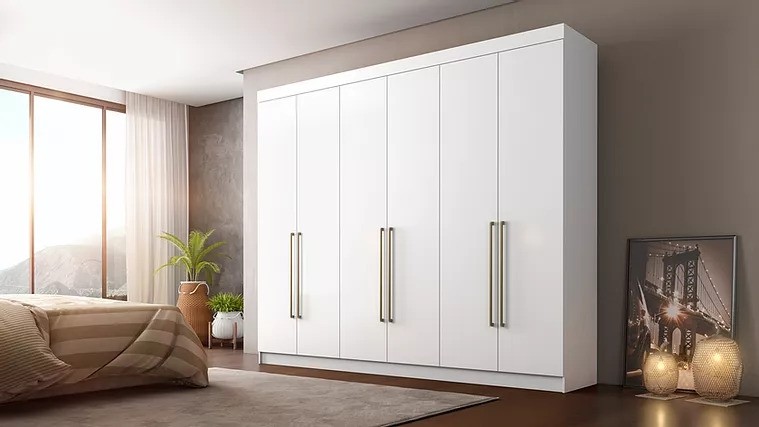 Roupeiro 6PT 4GV 100% MDF Itaguara Conquista Branco