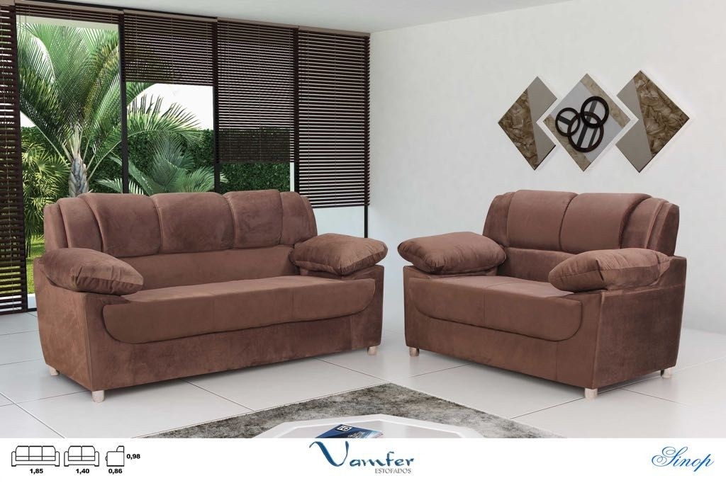 Conjunto Estofado Sinop 3X2L Vanfer Marrom
