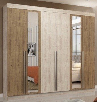 Roupeiro 6 Portas 4 Gavetas 100%Mdf c/Esp New Turim Maxel Vanila