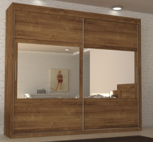 Roupeiro 2PT 5GV Esp 100% MDF Joinville Mirarack Castanho/Off White