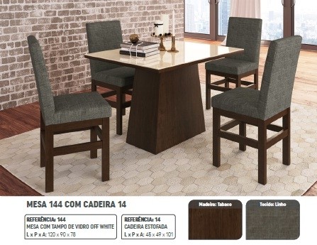 Conjunto Mesa c/Vidro Zamarchi Tabaco 