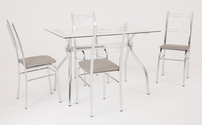Mesa 1,20x80 Vidro Metalflex Cromado 