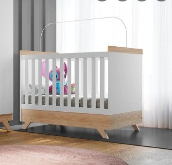 BERCO CAMA 70CM RETRO VITORIA CANAA  BRANCO/WENGUE