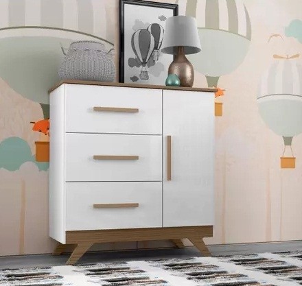 COMODA 1PT 3GV RETRO VITORIA CANAA  BRANCO/WENGUE