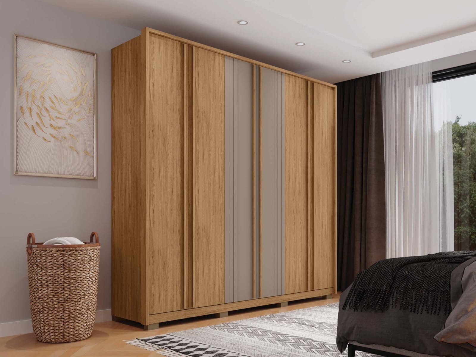 Roupeiro 6pts 4 gavetas Mozart Caemmun Butiti/Fendi 