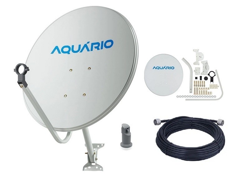 Kit Antena 60CM/LNBF Mono/15M Cabo AQUARIO