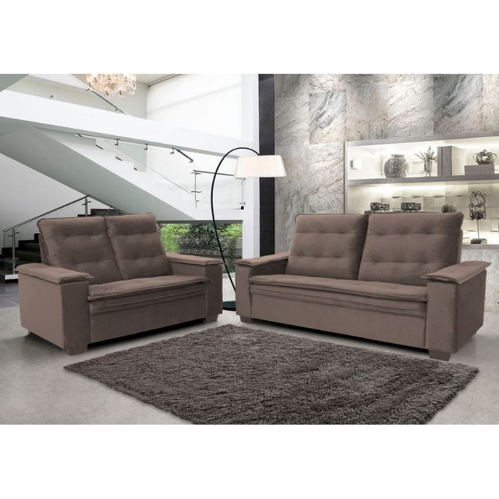 Conjunto Estofado Porto 3x2l Hellen Platinum Grafite 