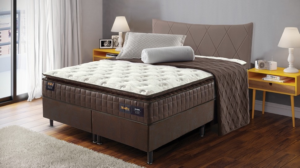 Colchão 158x198x37 Pocket Brown Newflex Marrom/Branco 