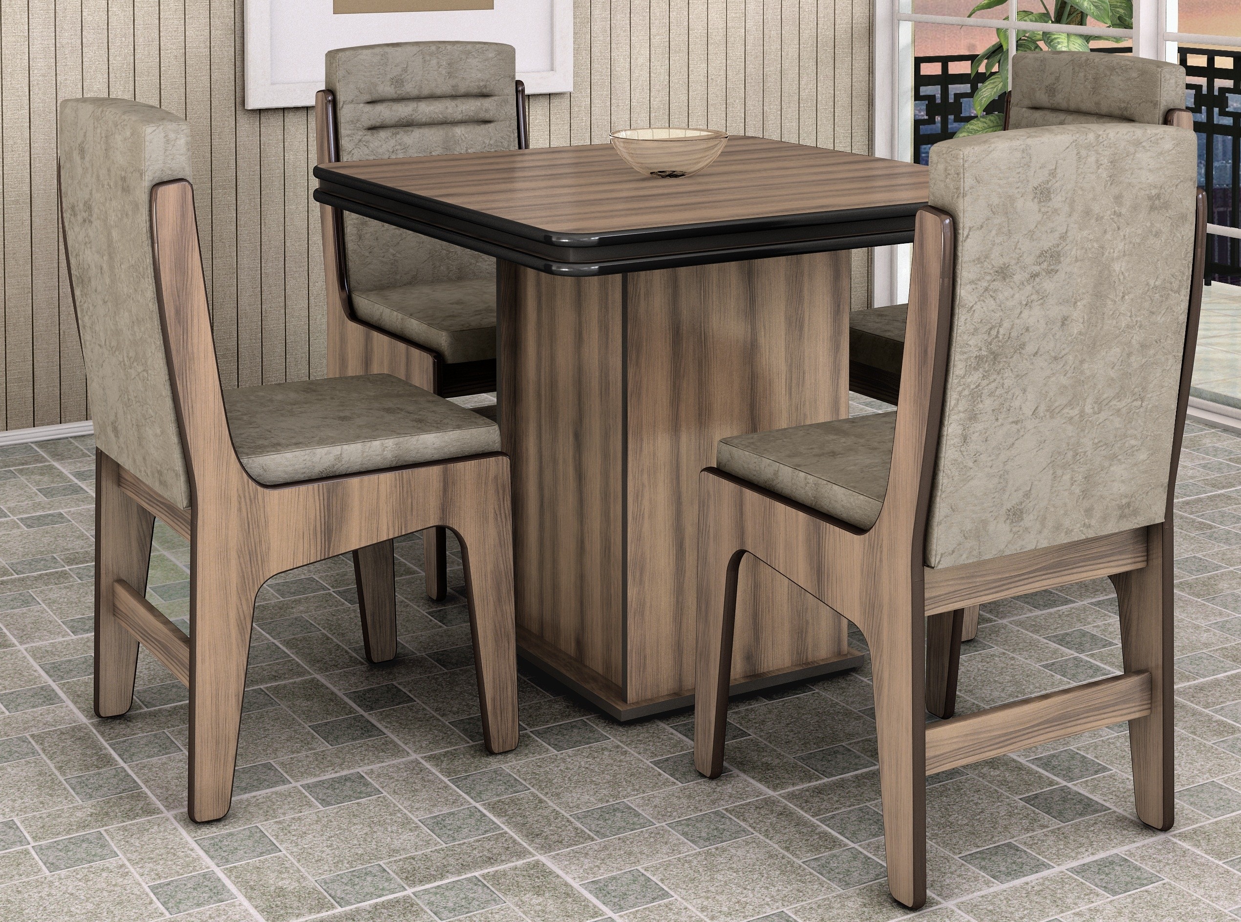 Conjunto de Mesa C/4 Cadeiras Amisterdam Dobue Canela