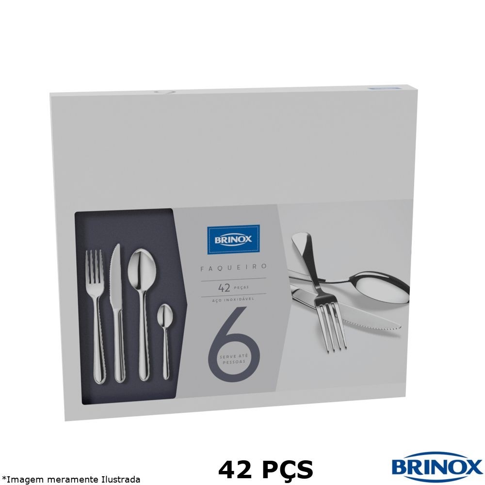 Faqueiro Inox 42Peças Lyon Brinox Inox 
