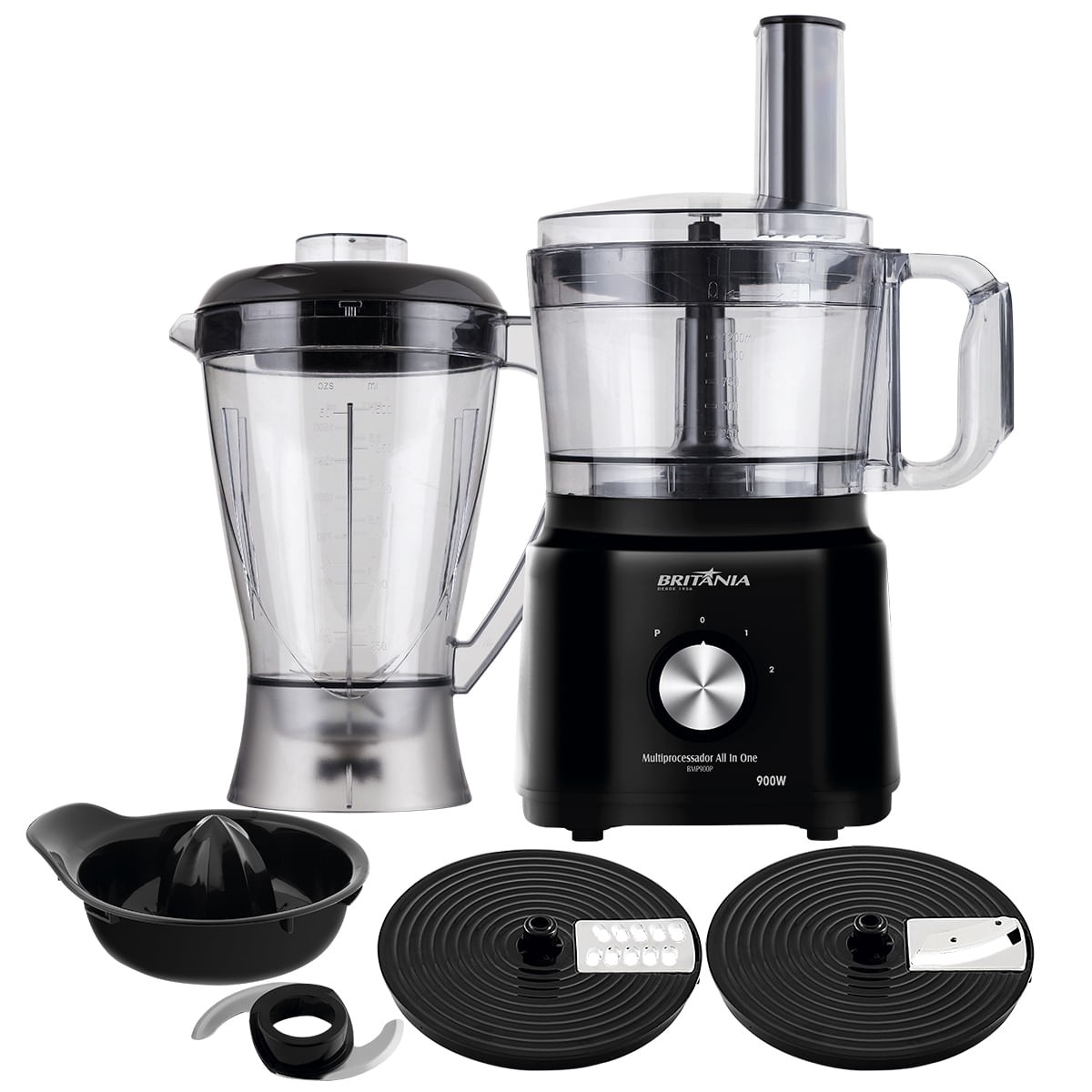 Lojas Merlin | MultiProcessador Britânia Compacto 900W 3X1 BMP900P Preto