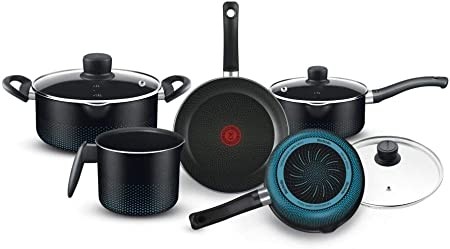 Conjunto Panelas 6pçs Smart Rochedo Preto/Blue 