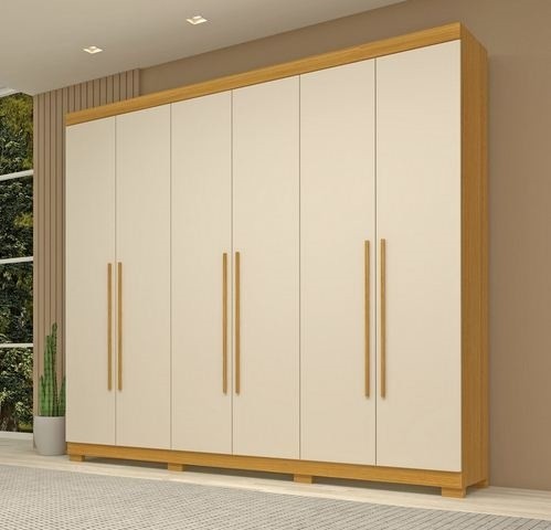 Roupeiro 6 portas 4 gavetas MDF Nubia ACP Nature/Off 