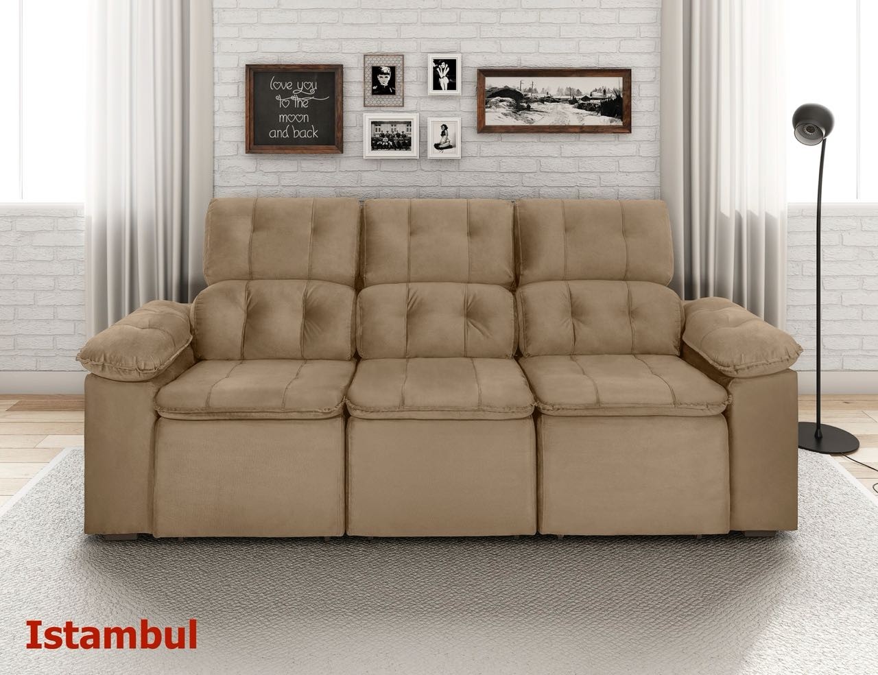 Estofado Istambul 2,53M Retratil/Reclinavel Marrom