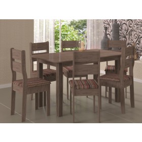 Conjunto de Mesa C/6 Cadeiras Verona Indekes Nogal Turin