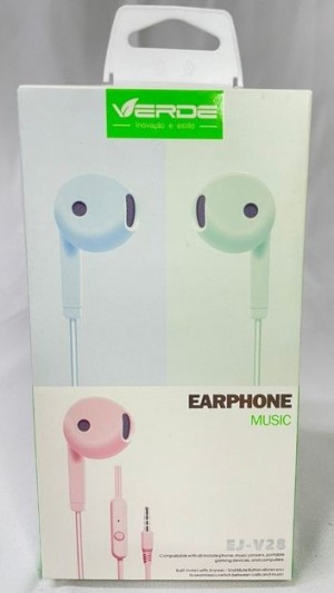 Fone de Ouvido EJ-V28 1.5M Verde