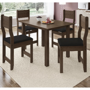 Conjunto de Mesa C/4 Cadeiras Dalas Indekes Nogal