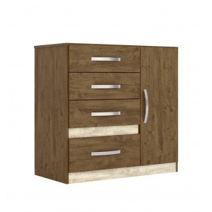 Comoda 1 Porta 4 Gavetas Vênus Moval Castanho/Avelã/Castanho 