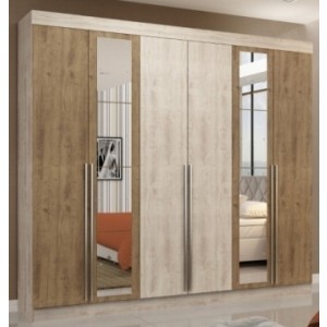 Roupeiro 6 Portas 4 Gavetas 100%Mdf c/Esp New Turim Maxel Vanila