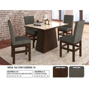 Conjunto Mesa c/Vidro Zamarchi Tabaco 