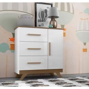 COMODA 1PT 3GV RETRO VITORIA CANAA BRANCO/WENGUE