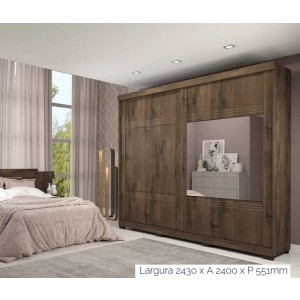 Roupeiro 2Pts 4 Gavetas c/ Espelho Blumenau Panan Cafe 