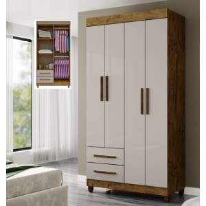 Roupeiro 4pts 2gavetas Turin Borsari Branco