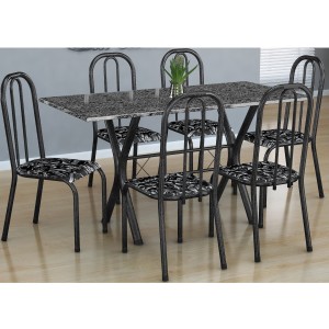 Conjunto de Mesa 1,50 Miame C/6 Cadeiras Madri Fabone Preto