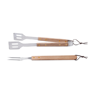Conjunto Churrasco 2 Peças Brinox Inox/Madeira 