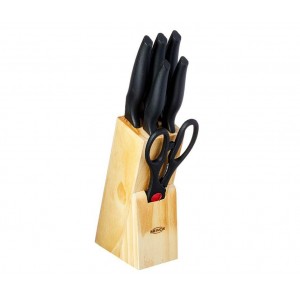 Conjunto Facas 7Peças c/ Cepo Cross Brinox Inox/Preto 