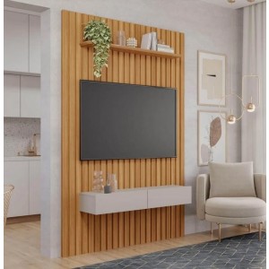Painel para Tv com Nicho Caravelas Permobili Cinamono/ Off White 