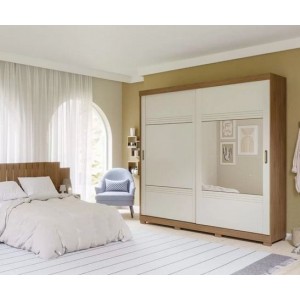 Roupeito 2 portas 4 gavetas MDF com espellho Blumenau Panan Avela/ off white 