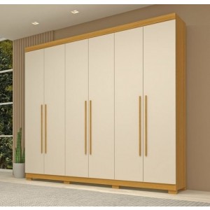 Roupeiro 6 portas 4 gavetas MDF Nubia ACP Nature/Off 