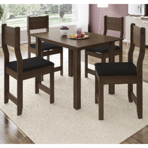 Conjunto de Mesa C/4 Cadeiras Dalas Indekes Nogal