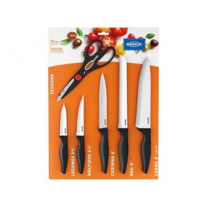 Conjunto de Facas 6Peças Cross Brinox Inox/Preto 