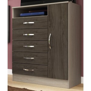 Comoda 1 Porta 5 Gavetas Rubi Irm Moveis Decape/Malbec
