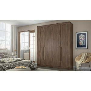 Roupeiro 4PT 3GV 100% MDF Itaguara Conquista Café/Wood