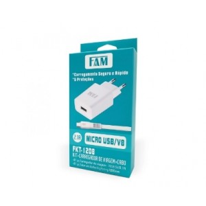 Kit Carregador P/Cel V8 USB FKT-1208 FAM