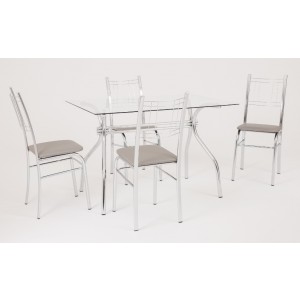 Mesa 1,20x80 Vidro Metalflex Cromado 