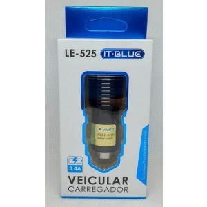 carregador veicular LE-525 3.4A IT-BLUE