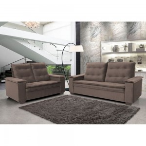 Conjunto Estofado Porto 3x2l Hellen Platinum Grafite 