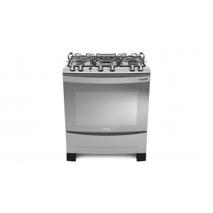 Fogão Mueller 5 bocas Decorato Inox com Tripla Chama e Vidro Espelhado