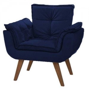 Poltrona Decorativa Lirio Vamper Azul Marinho 
