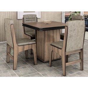 Conjunto de Mesa C/4 Cadeiras Amisterdam Dobue Canela