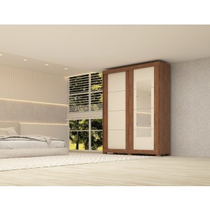 Roupeiro 2 portas MDF Espelho/Pe Helena ACP Savana