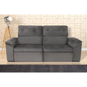 Estofado Amburgo 2,30M Retratil/Reclinavel Cinza